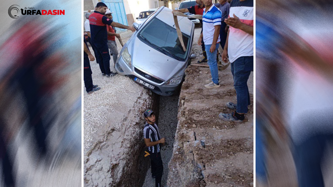 Suruç'ta Araç, Belediyenin Kazdığı Çukura Düştü!