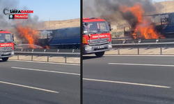 Şanlıurfa Otobanında Yağ Yüklü Tır Cayır Cayır Yandı