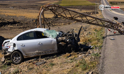 Şanlıurfa'da Kontrolden Çıkan Otomobil Elektrik Direğine Çarptı