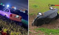 Harran ve Akçakale'de İki Araç Tarlaya Savruldu