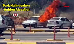 Şanlıurfa'da Hastane Bahçesinde Otomobil Yangını