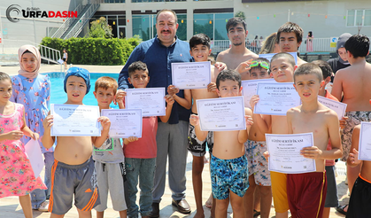 Viranşehir Belediyesinden Yüzme Kursu Öğrencilerine Eğitim Sertifikası