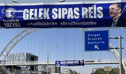Cumhurbaşkanı Recep Tayyip Erdoğan'a Pankartlı Kürtçe Teşekkür