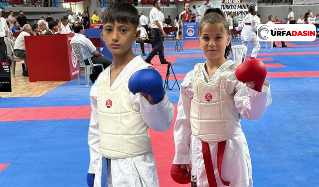 Viranşehirli Arin İle Ensar, Karate Şampiyonasında Altın Madalya Kazandı