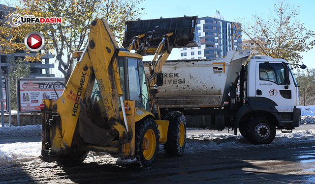 Şanlıurfa Siverek'te Caddelerdeki Karlar Kamyonlarda İlçe Dışına Taşınıyor