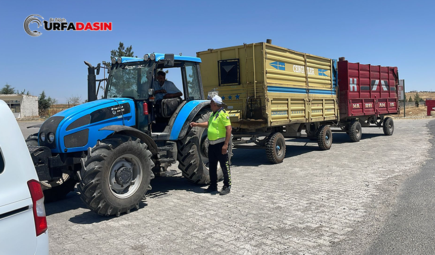 Şanlıurfa'da Fıstık Hasat Sezonunda Traktörlerin Arkasındaki Römorklara Reflektör Takılması Çağrısı