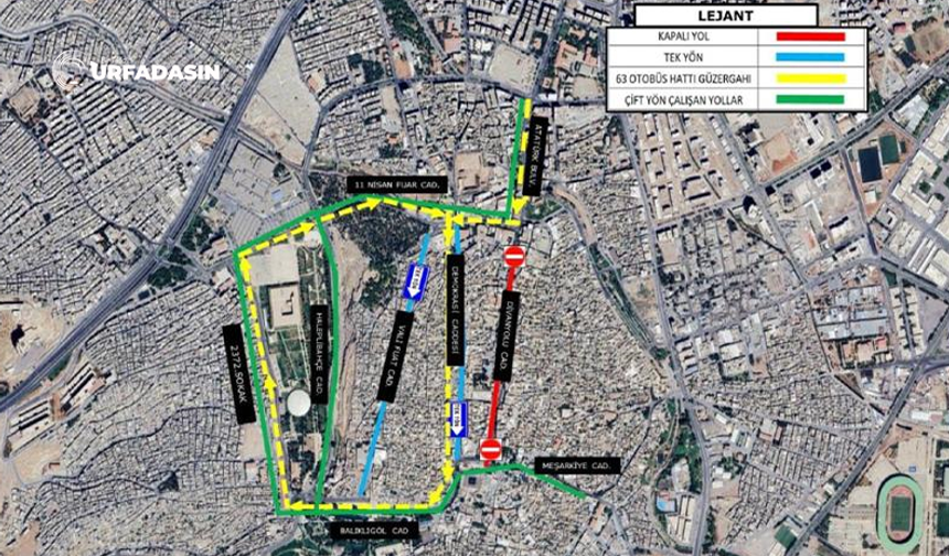 Şanlıurfa'da Demokrasi Caddesi'nde Trafik Akışı Tek Yöne Düşürüldü