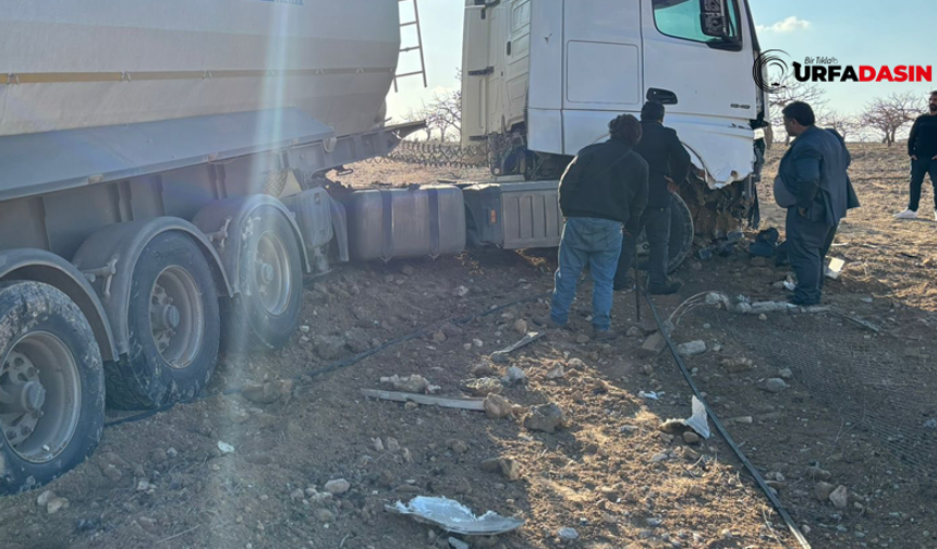 Birecik’te Hafriyat Kamyonu Kaza Yaptı Sürücüsü Yaralandı