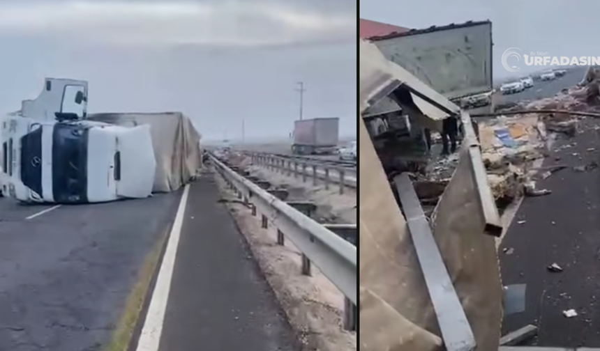 Şanlıurfa'da Geri Dönüşüm Malzemesi Taşıyan Tır Devrildi