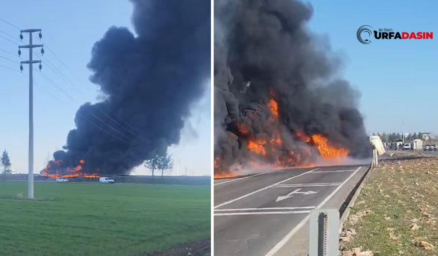 Şanlıurfa'da Yakıt Yüklü Tır Kaza Yaptı Alev Aldı