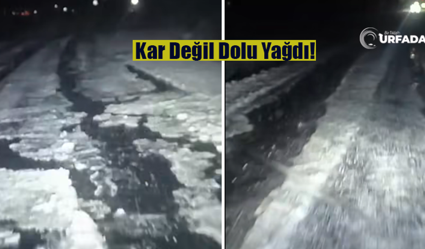 Viranşehir-Diyarbakır Yolunda Dolu Yağışı: Yol Beyaza Büründü