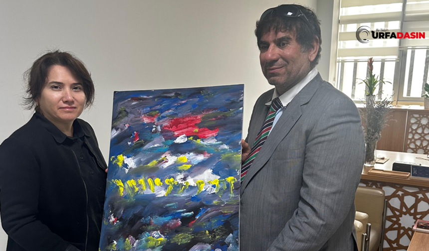 Şanlıurfa Valisinin Öğretmen Eşine Umudun Yağlıboya Tablosu Hediye Edildi