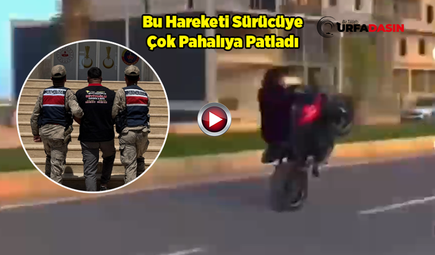 Şanlıurfa'da Motosikleti Tek Teker Üzerinde Kullanan Sürücüye 138 Bin Lira Ceza