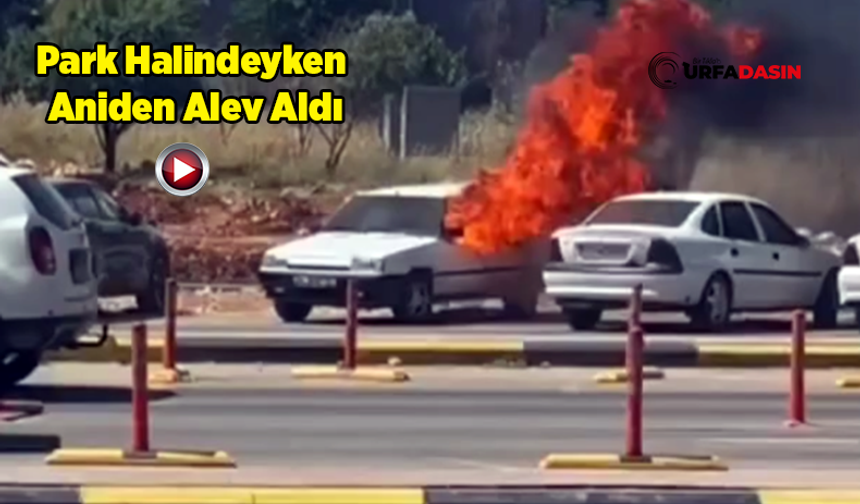 Şanlıurfa'da Hastane Bahçesinde Otomobil Yangını