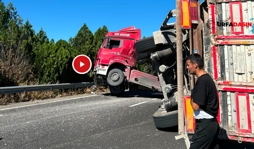 Şanlıurfa Gaziantep Otobanda Tır Devrildi: 3 Yaralı