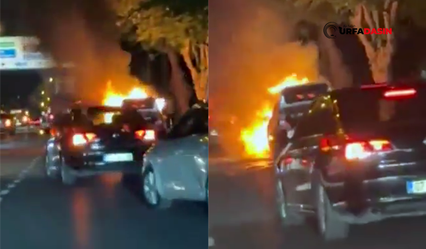 Şanlıurfa'da Gece Vakti Otomobil Yandı