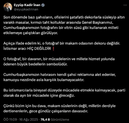 Kadir Inan Mesajı