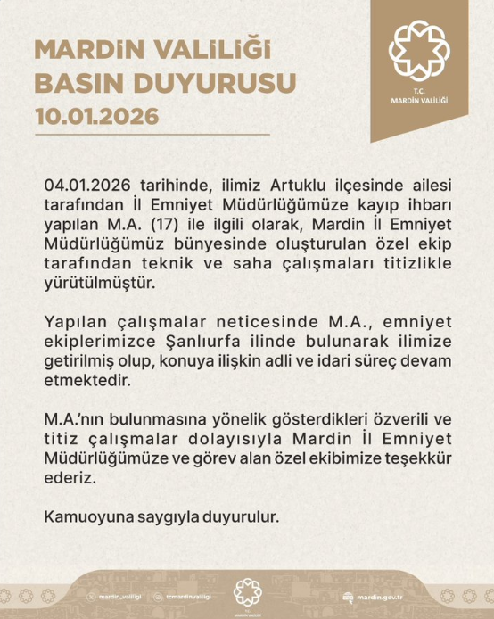 Mardin Valiliği Melek Açıklaması