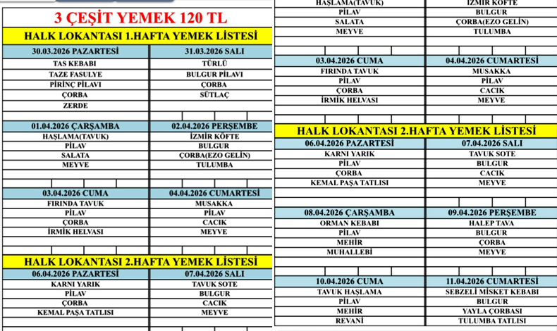 Halk Lokantası Ücreti