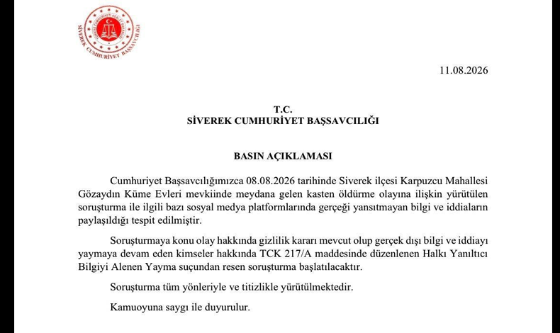 Savcılık Açıklama