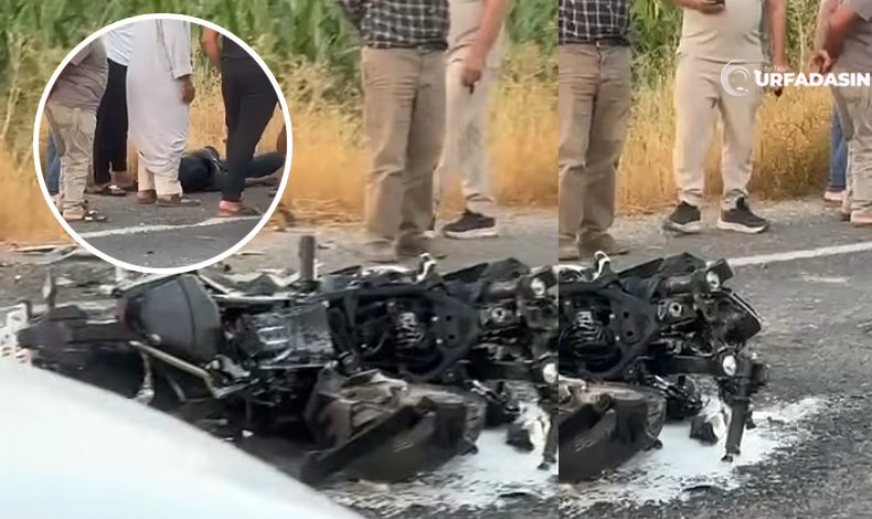 Akçakale'de Motosiklet Alev Aldı Sürücü Yaralandı