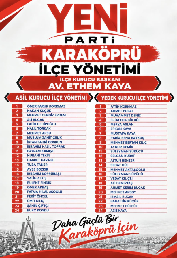Yeni Parti Karaköprü Ilçe Yönetimi